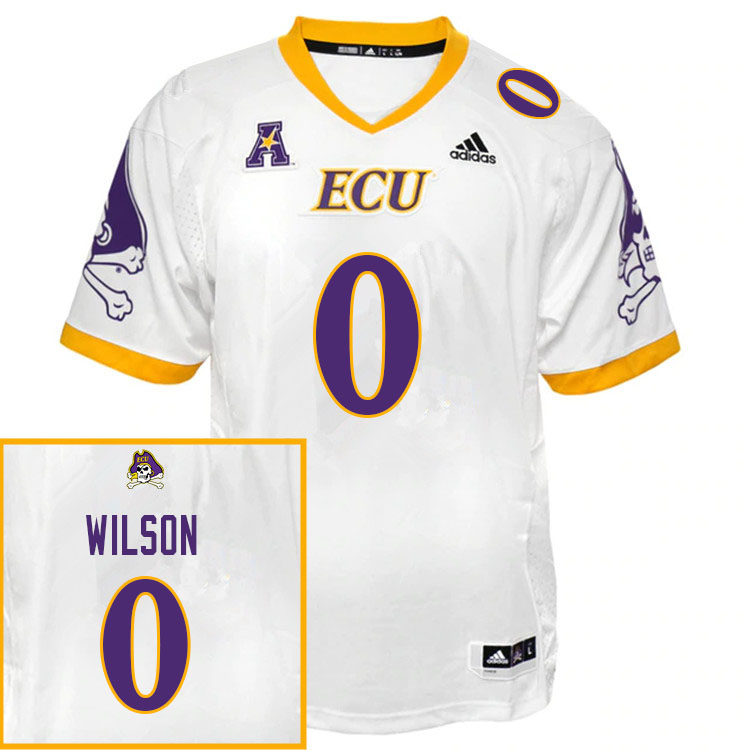 Men #0 Jireh Wilson ECU Pirates College Football Jerseys Sale-White - Click Image to Close